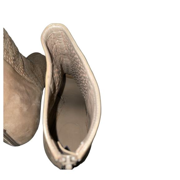 Stuart Weitzman In & Out Tan Nubuck Peep Toe Stiletto Bootie size 10 - Picture 8 of 16